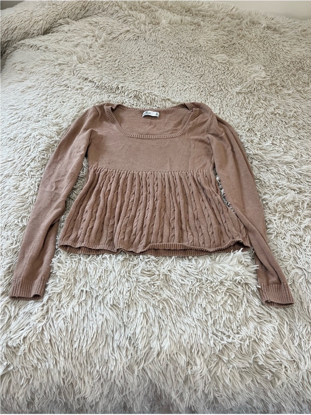 Hollister Women's Knit Peplum Sweater - Light Brown